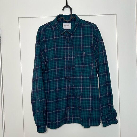 Cotton On Vintage Re-Mastered Mens Shirt Size M Plaid Flannel Long Sleeve Green - Picture 1 of 12
